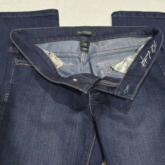 White House Black Market ✦ Rhinestone Crop Jeans ✦ Embellished Pockets Dark Wash - Picture 7 of 12